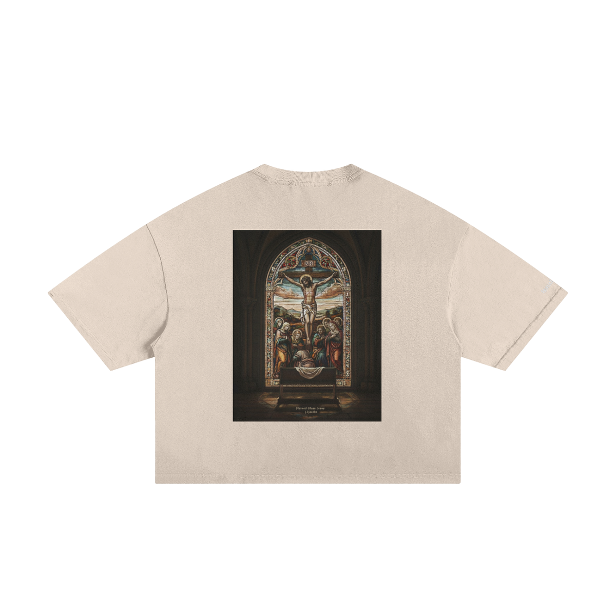 Classic Frayed Boxy Tee - Stained Glass Jesus