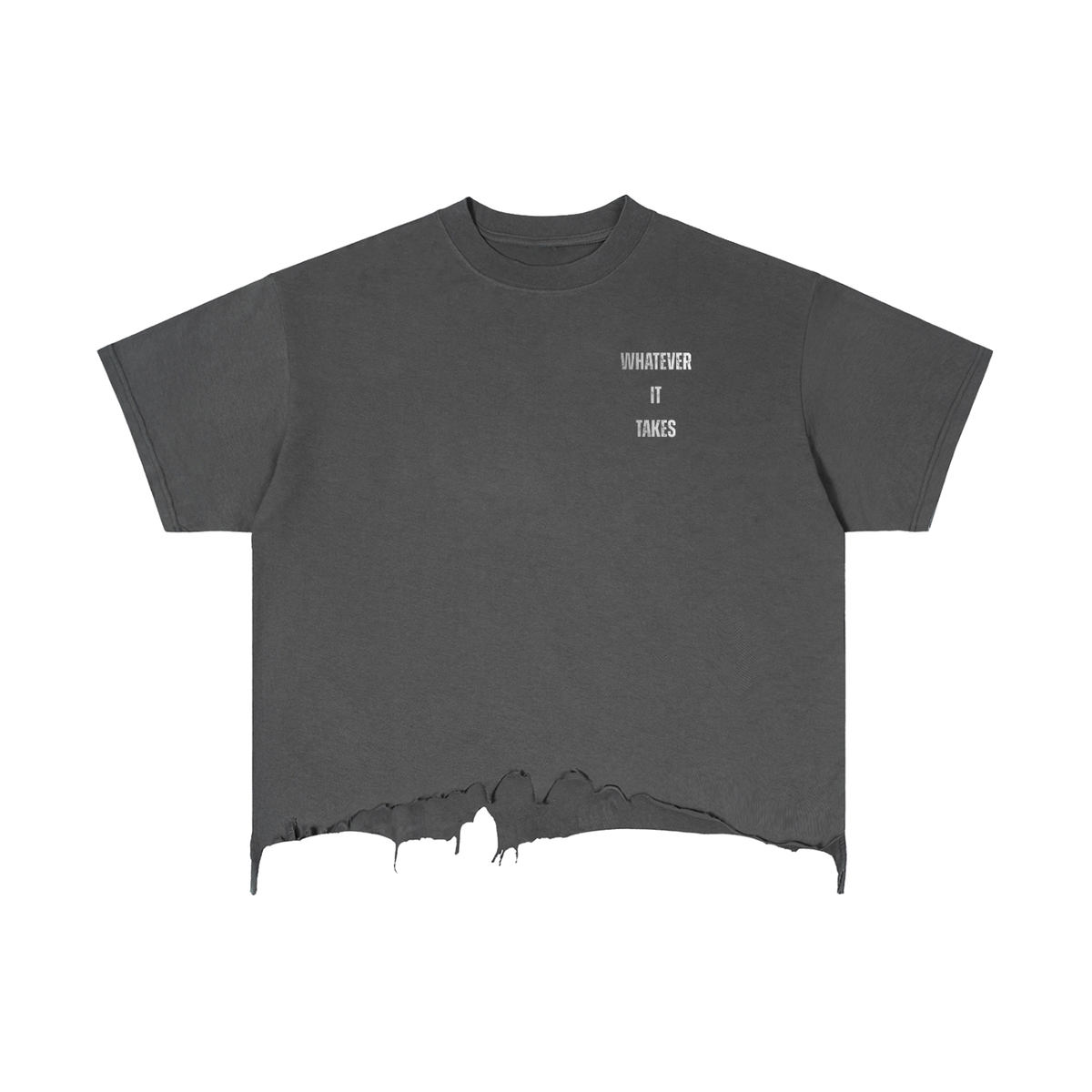 Vintage Wash Boxy Distressed Hem T-Shirt - Workout Tee
