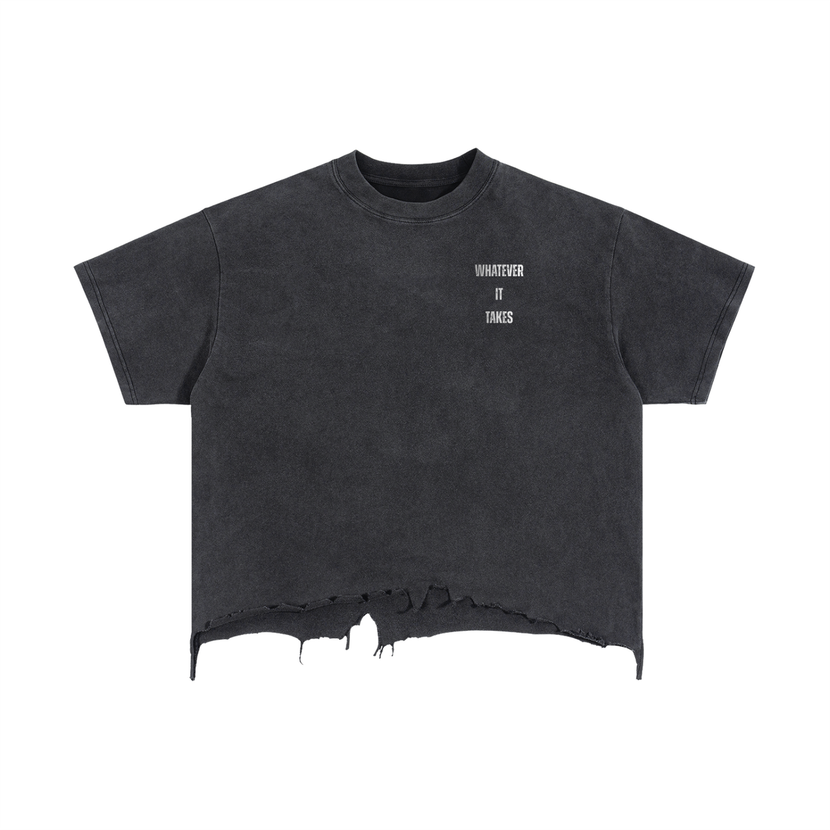 Vintage Wash Boxy Distressed Hem T-Shirt - Workout Tee