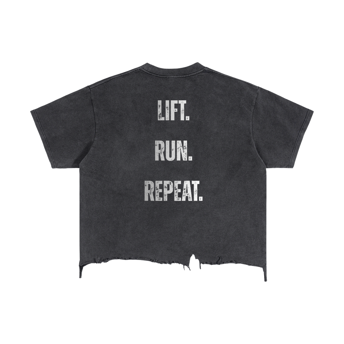 Vintage Wash Boxy Distressed Hem T-Shirt - Workout Tee