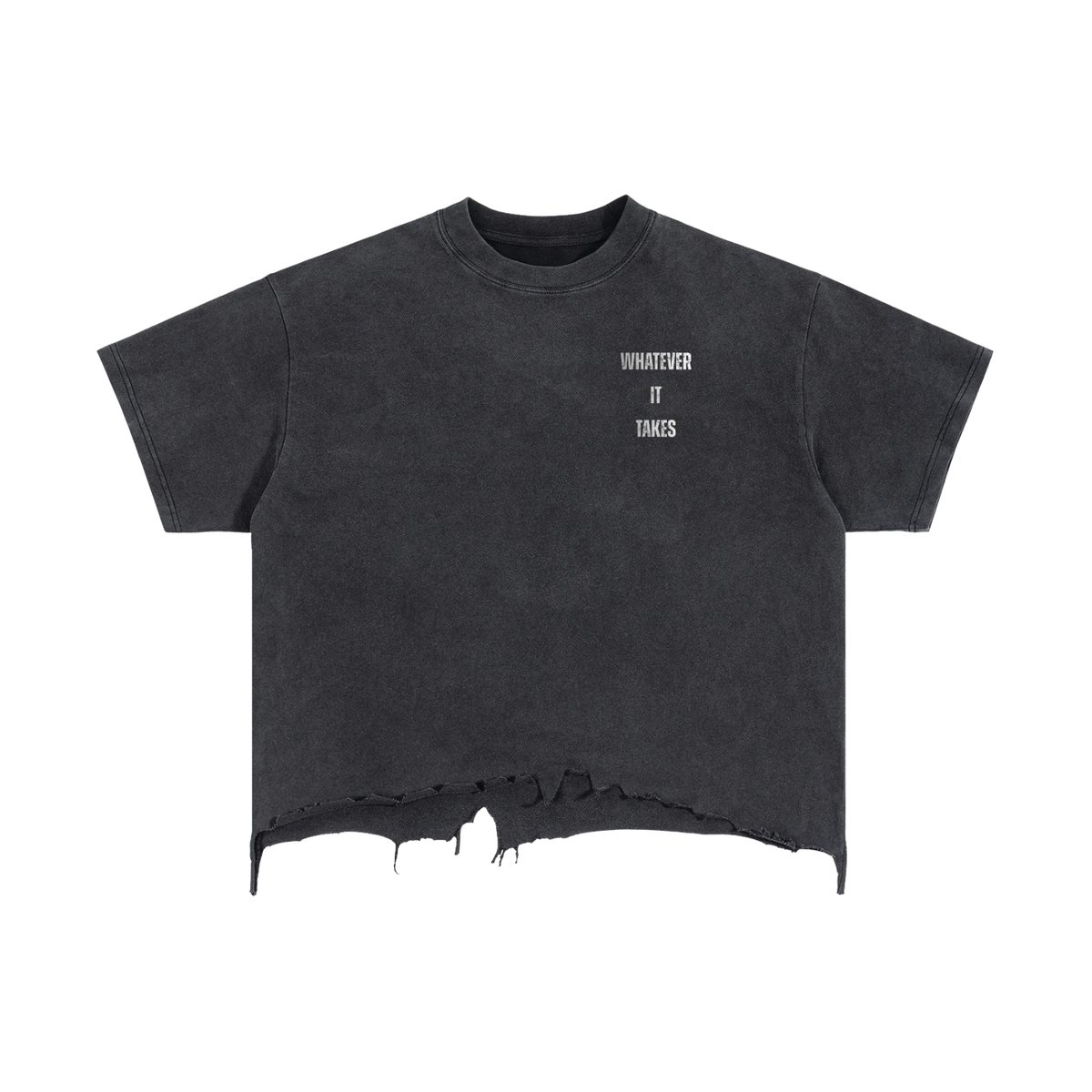 Vintage Wash Boxy Distressed Hem T-Shirt - Workout Tee