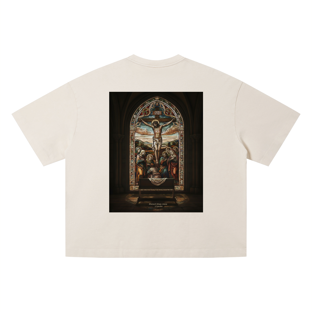 Unisex Vintage Wash Boxy T-Shirt - Stained Glass Jesus