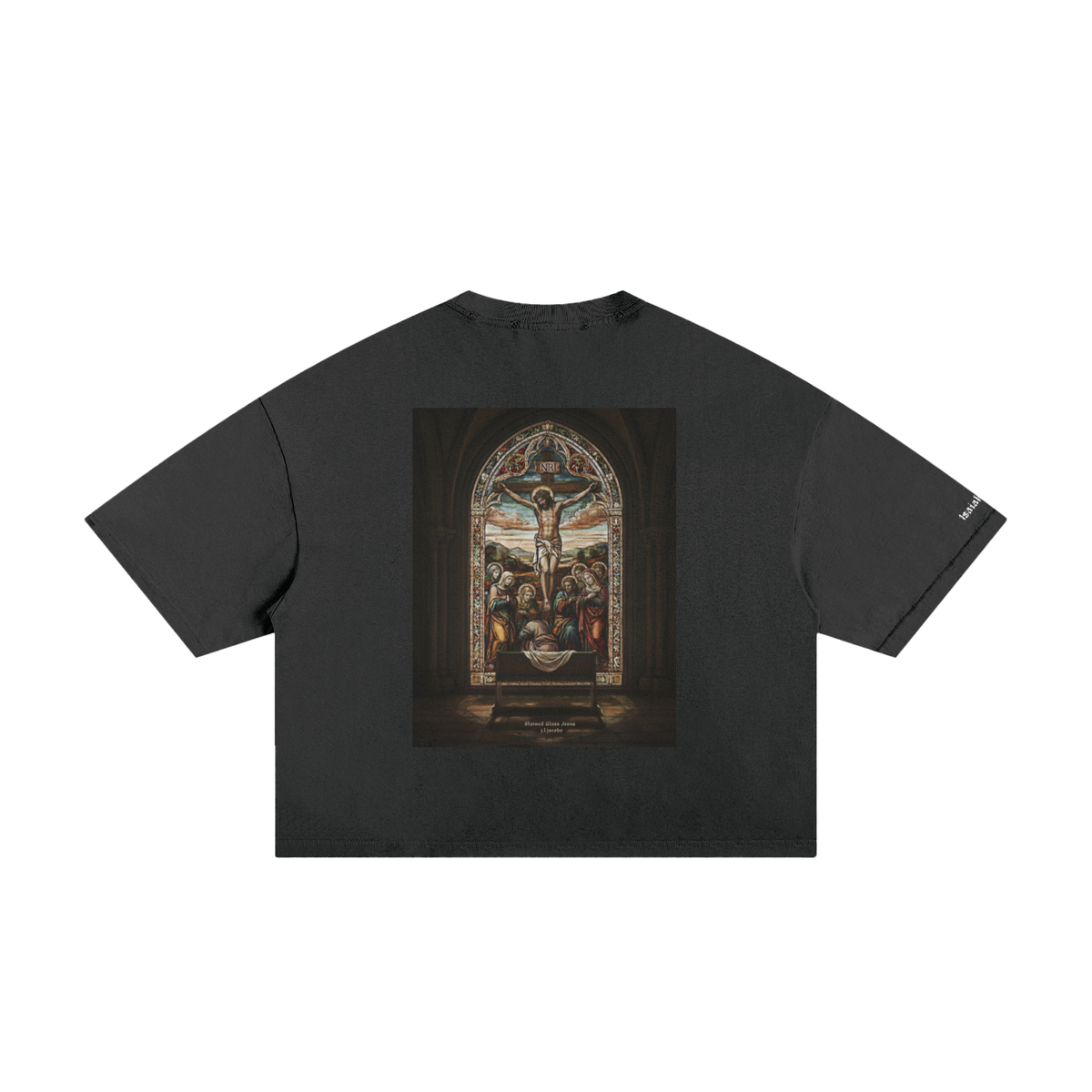 Classic Frayed Boxy Tee - Stained Glass Jesus